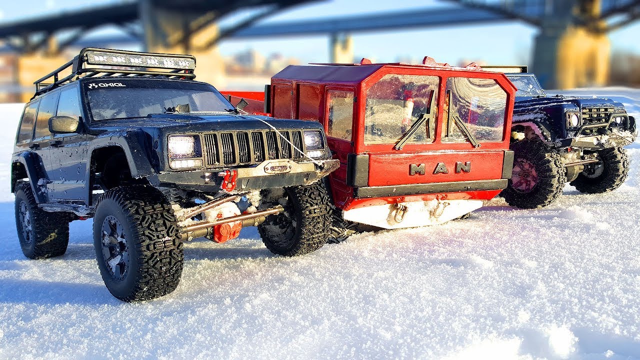 Extreme Snow Adventures - RC Trucks OFF Road MAN KAT1 The Beast RC4WD, Jeep Cherokee Axial SCX10 II