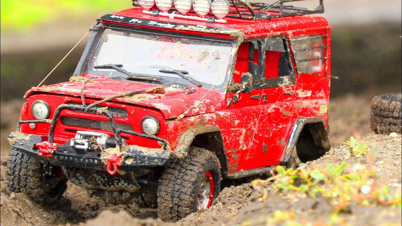 RC Cars Crazy Mud Racing — Axial SCX10 II – Jeep Cherokee, HPI Venture   FJ Cruiser, UAZ 469
