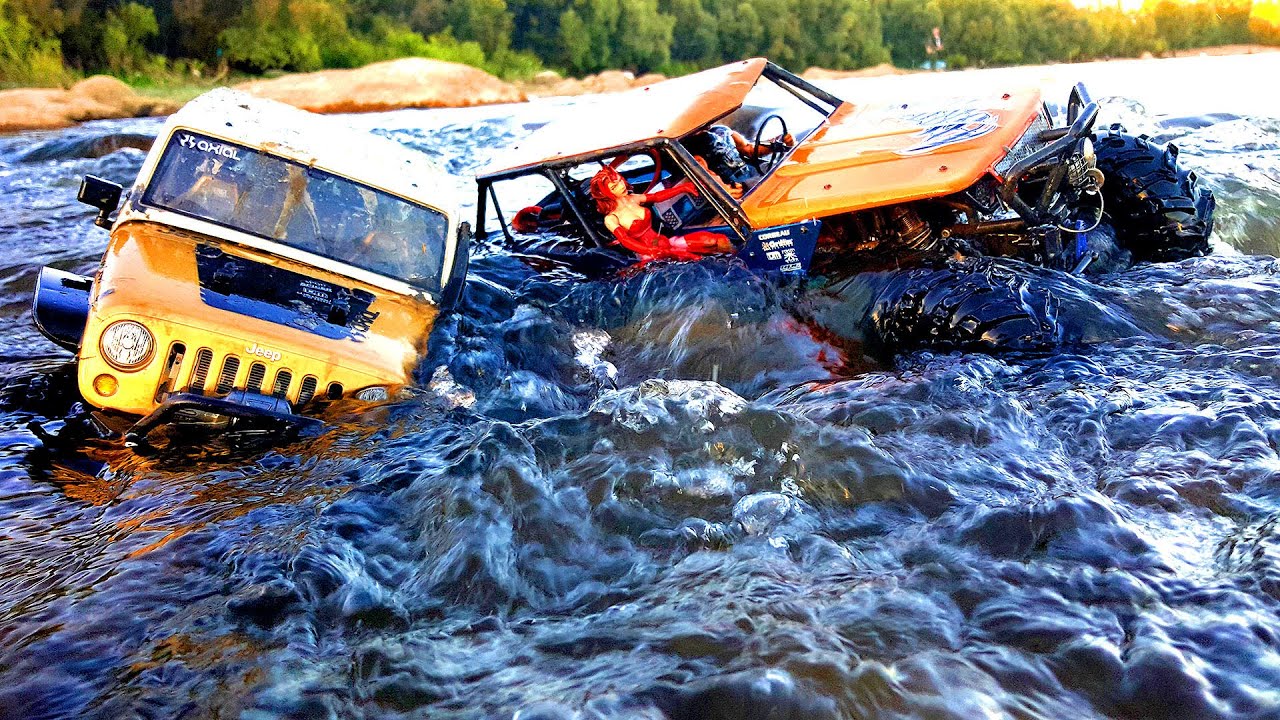 RC Extreme Pictures — RC Cars OFF Road 4x4 Adventure — Water 4x4 Trucks Jeep VS Axial Wraith