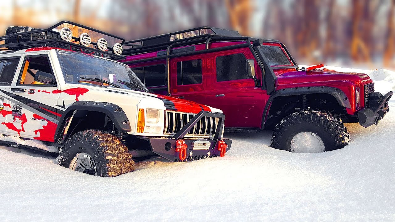 RC Trucks OFF Road Snow Adventures Traxxas TRX4 and Axial SCX10 II Jeep Cherokee 4x4