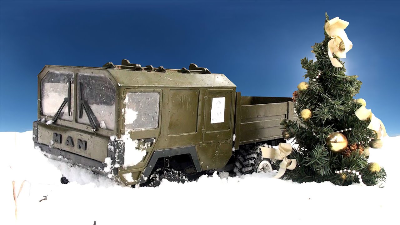 RC MAN Truck Winter Deep Snow - Поездка на радиоуправляемом грузовике 6х6 за елкой в лес