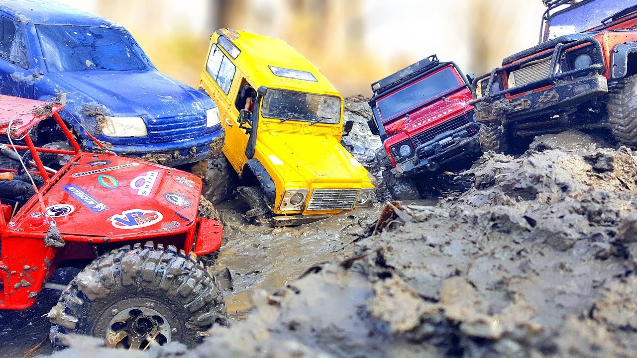 RC Cars MUD OFF Road — Land Rover Defender 90 and Traxxas TRX4 #1— RC Extreme Pictures